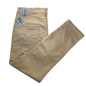 Stone Falcon Slim Fit Pants Mens 36/30 Brown‎ New Stretch Cotton Blend Trousers